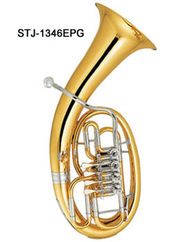 High-Grade Euphonium 4 Rotary Keys,Bb Key,Yellow Brass,Cupronickel Tuning Pipe,260mm(Bell Diameter),15mm(Bore Size)